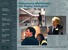 Screen shot of the MediaActive CD showing some photographs of key moments from the confernence