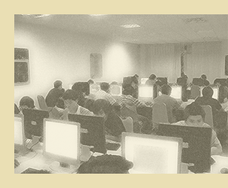 students studying in a computer lab